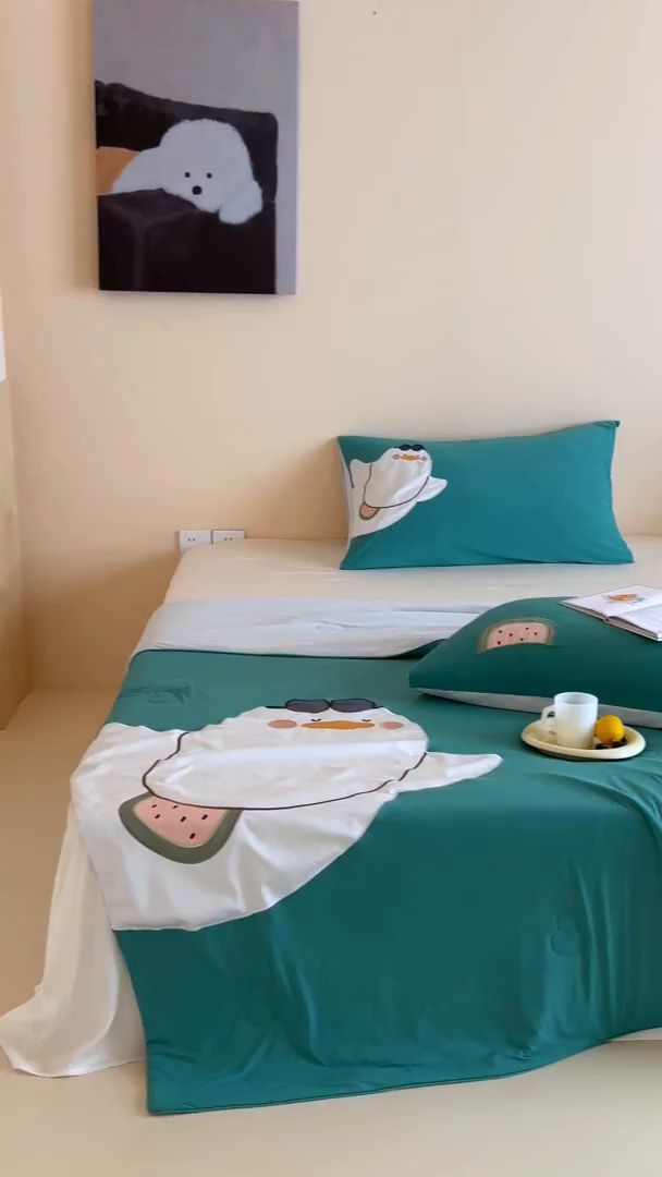 91家纺网 家纺一手货源 找家纺 傲蕾良品 2026新款冰冰鸭即刻凉感夏被-成人尺寸 西瓜鸭鸭