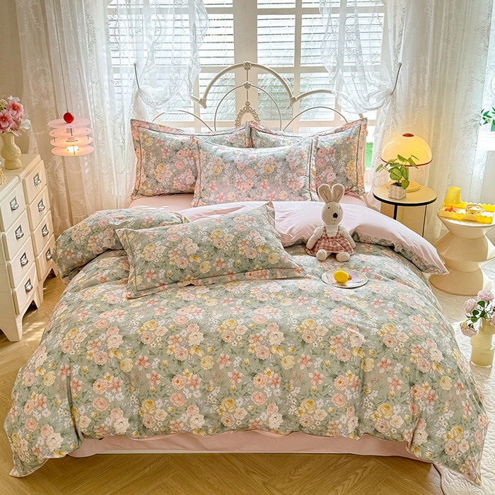 91家纺网 家纺一手货源 找家纺 （总）巧玲珑 2026新款全棉纯棉13376数码印花四件套