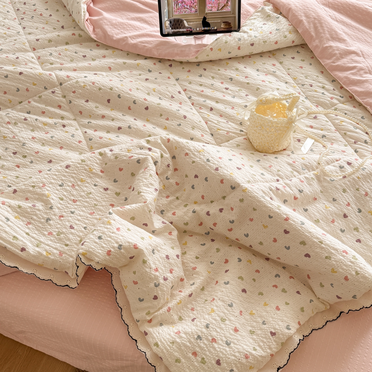 91家纺网 家纺一手货源 找家纺 （总）欧尚 2026新款蕾丝花边夏被款四件套