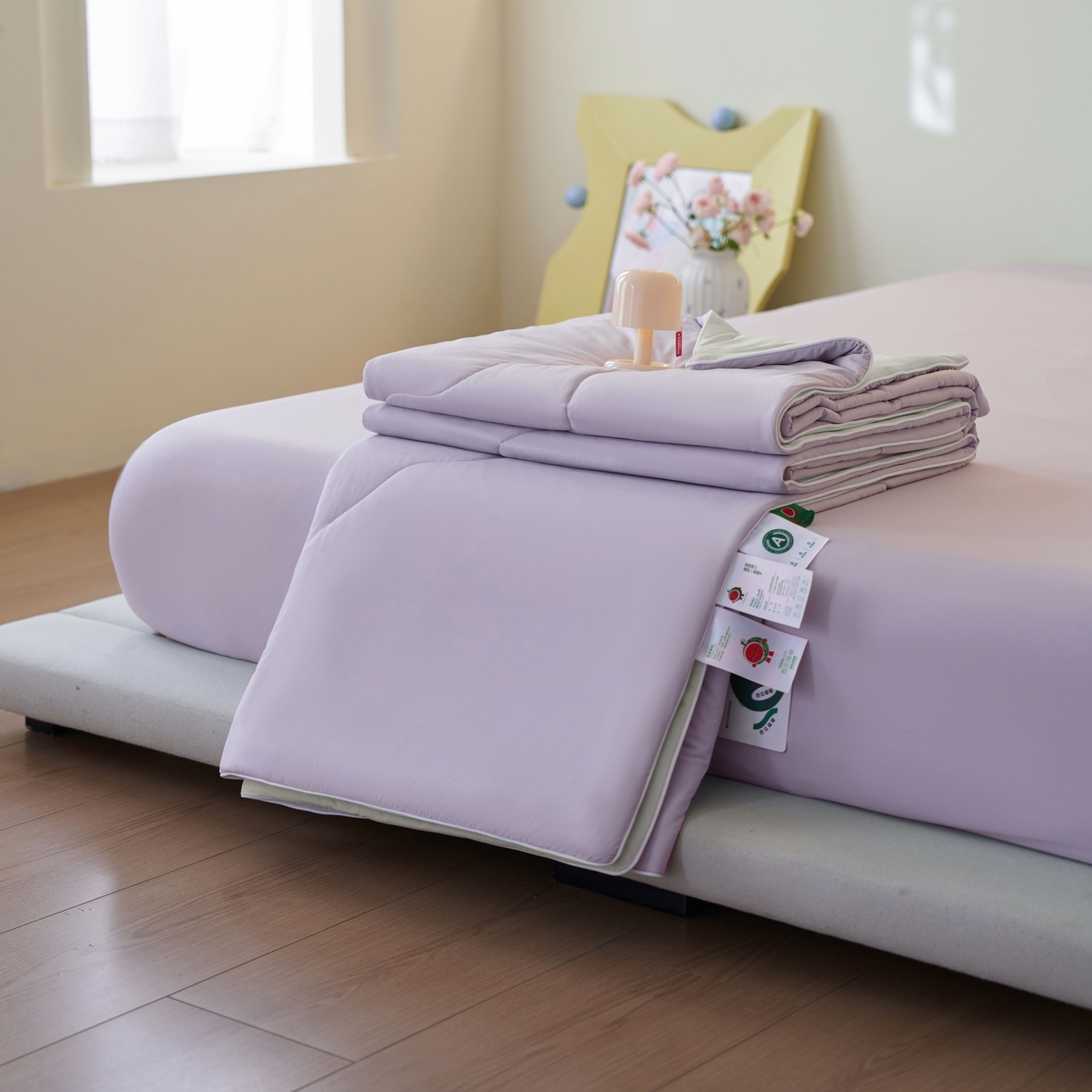 91家纺网 家纺一手货源 找家纺 亿梵家居 2026新款西瓜啵啵凉感夏被夏凉被空调被 梦幻紫-轻奢灰