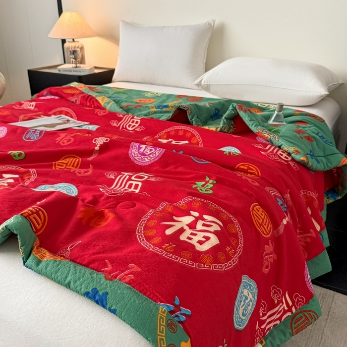 91家纺网 家纺一手货源 找家纺 爱宝被业 2026新款水洗棉20%大豆夏凉被 百福聚臻