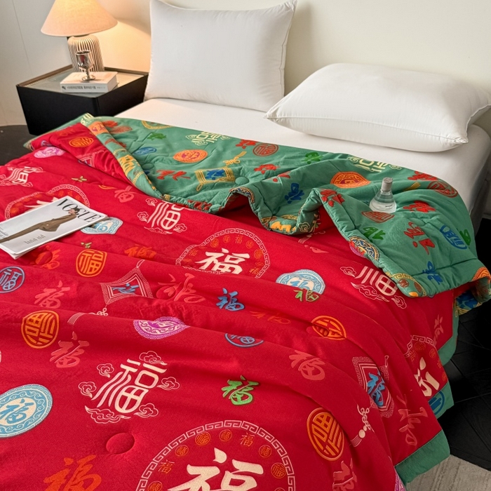 91家纺网 家纺一手货源 找家纺 爱宝被业 2026新款水洗棉20%大豆夏凉被 百福聚臻