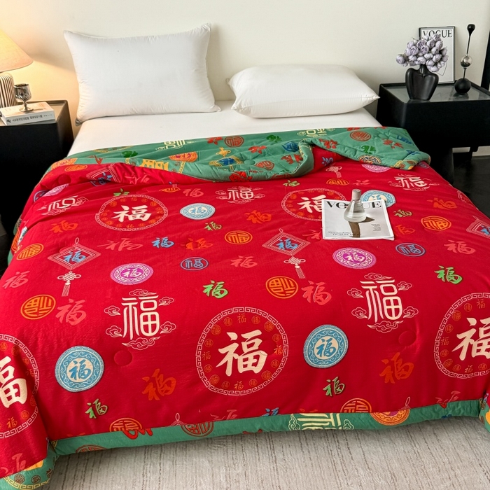 91家纺网 家纺一手货源 找家纺 爱宝被业 2026新款水洗棉20%大豆夏凉被 百福聚臻