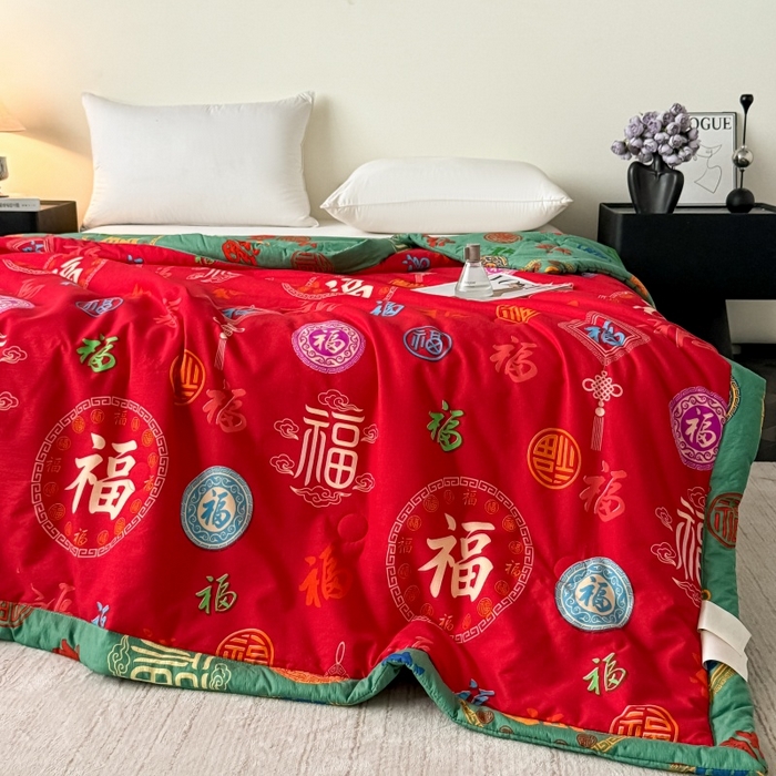 91家纺网 家纺一手货源 找家纺 爱宝被业 2026新款水洗棉20%大豆夏凉被 百福聚臻