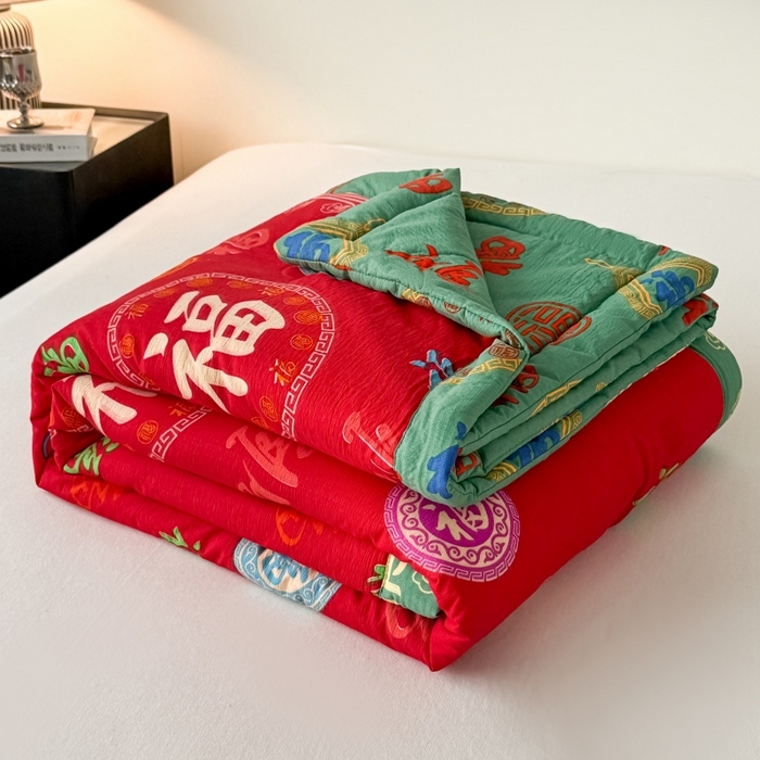 91家纺网 家纺一手货源 找家纺 爱宝被业 2026新款水洗棉20%大豆夏凉被 百福聚臻