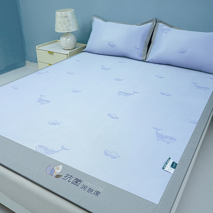 91家纺网 家纺一手货源 找家纺 （总）玖明家纺 2026新款A类精品加厚净味抗菌凉感冰丝席三件套藤席凉席