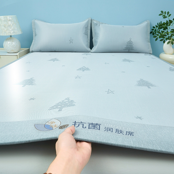 91家纺网 家纺一手货源 找家纺 （总）玖明家纺 2026新款A类精品加厚净味抗菌凉感冰丝席三件套藤席凉席