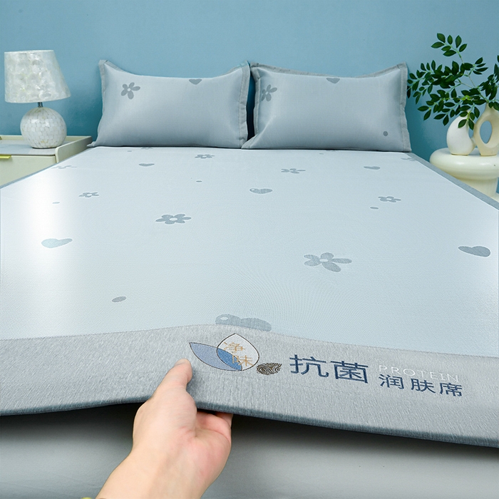 91家纺网 家纺一手货源 找家纺 （总）玖明家纺 2026新款A类精品加厚净味抗菌凉感冰丝席三件套藤席凉席