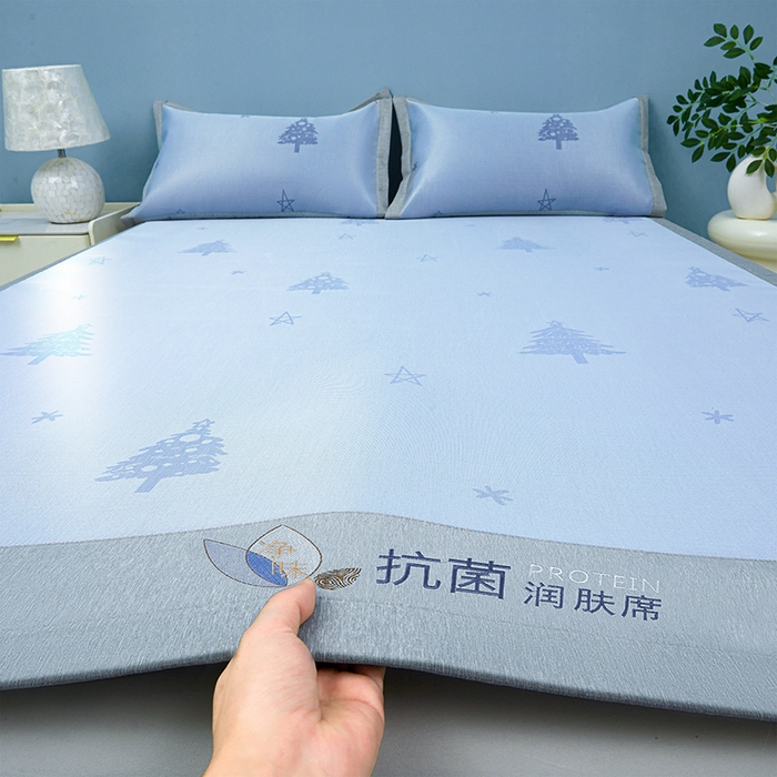 91家纺网 家纺一手货源 找家纺 （总）玖明家纺 2026新款A类精品加厚净味抗菌凉感冰丝席三件套藤席凉席