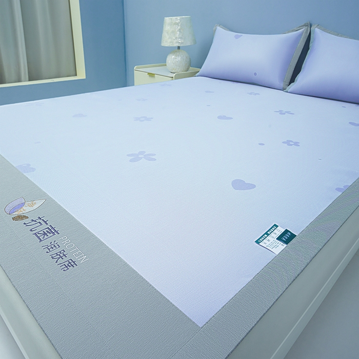 91家纺网 家纺一手货源 找家纺 玖明家纺 2026新款A类精品加厚净味抗菌凉感冰丝席三件套藤席凉席 繁花·花漫山-兰