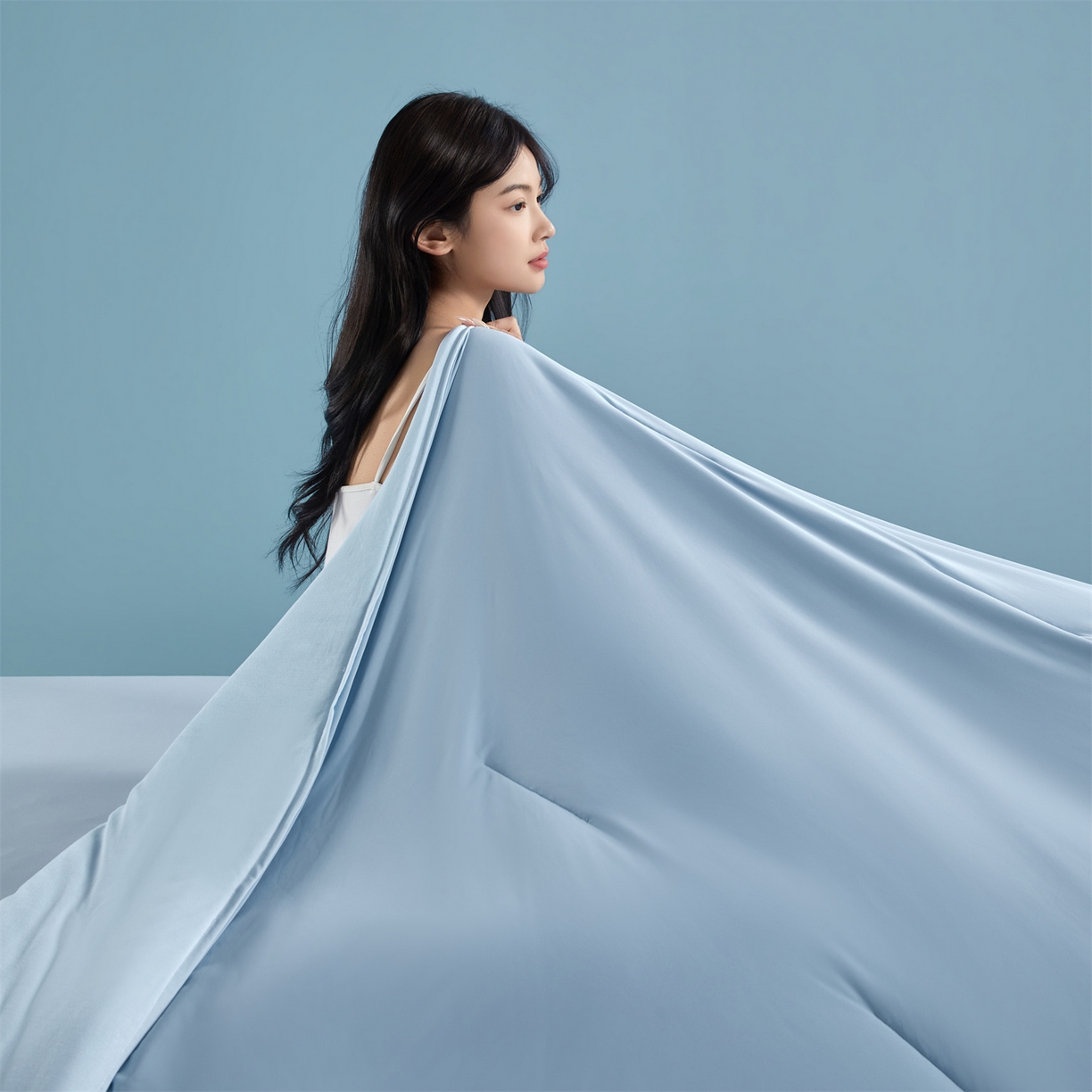 91家纺网 家纺一手货源 找家纺 龙图家纺 2026新款深睡夏凉被3.0夏被空调被 静水蓝