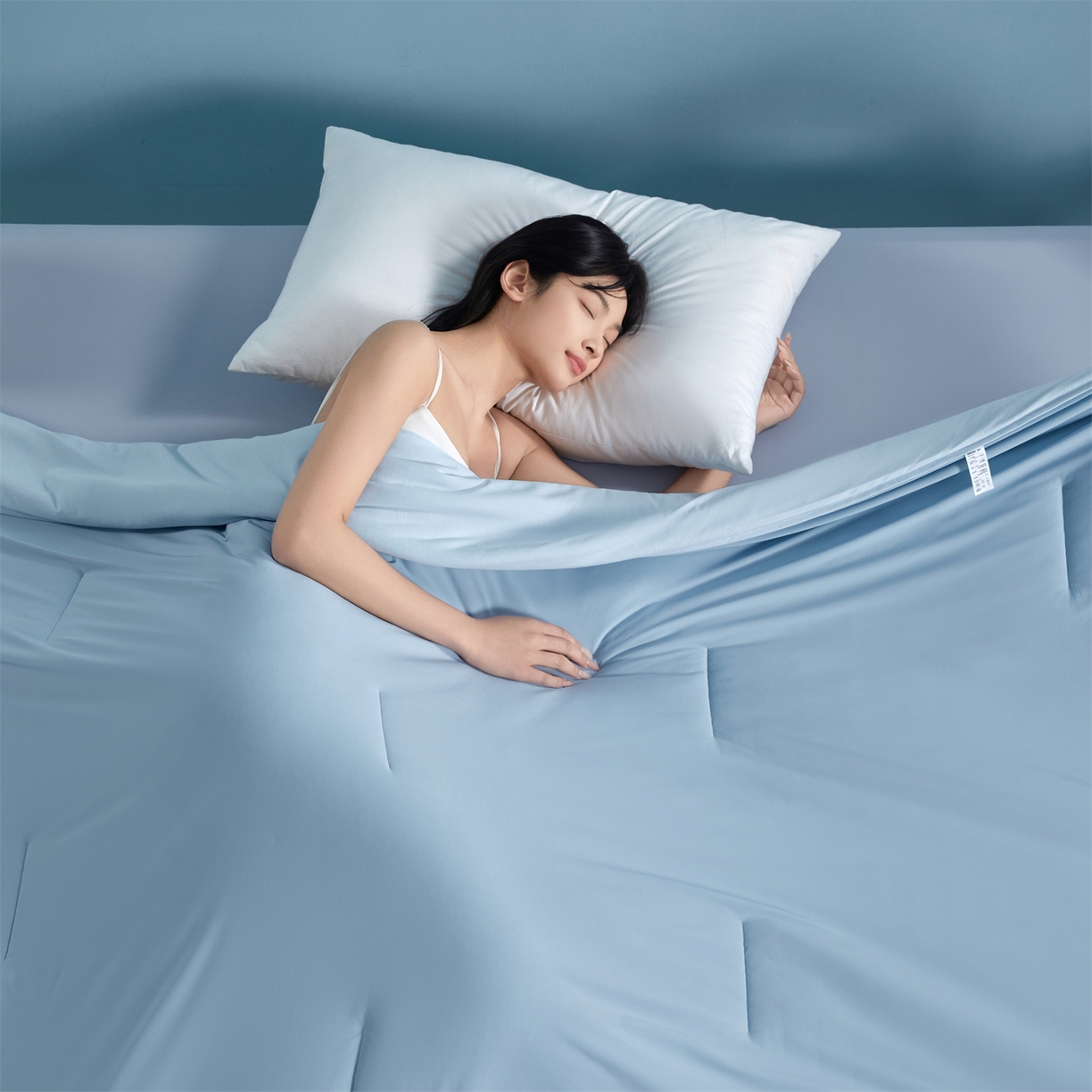 91家纺网 家纺一手货源 找家纺 龙图家纺 2026新款深睡夏凉被3.0夏被空调被 静水蓝