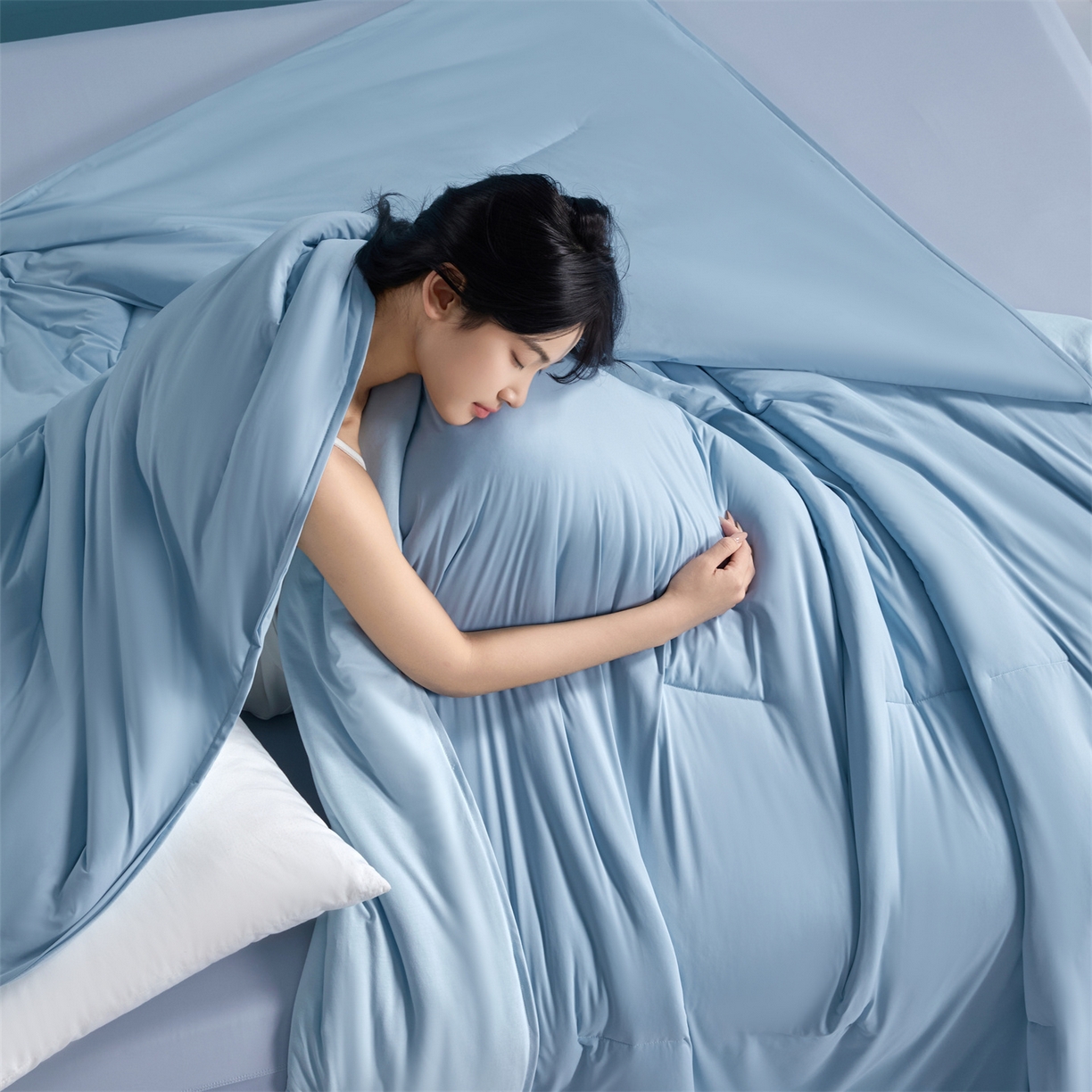 91家纺网 家纺一手货源 找家纺 龙图家纺 2026新款深睡夏凉被3.0夏被空调被 静水蓝