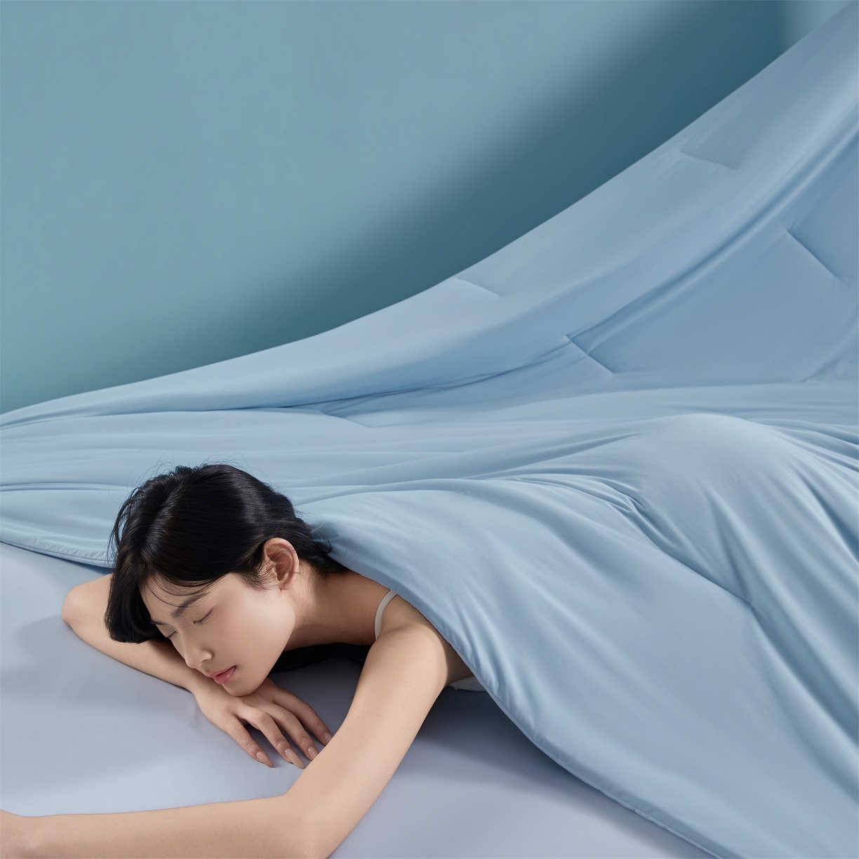 91家纺网 家纺一手货源 找家纺 龙图家纺 2026新款深睡夏凉被3.0夏被空调被 静水蓝