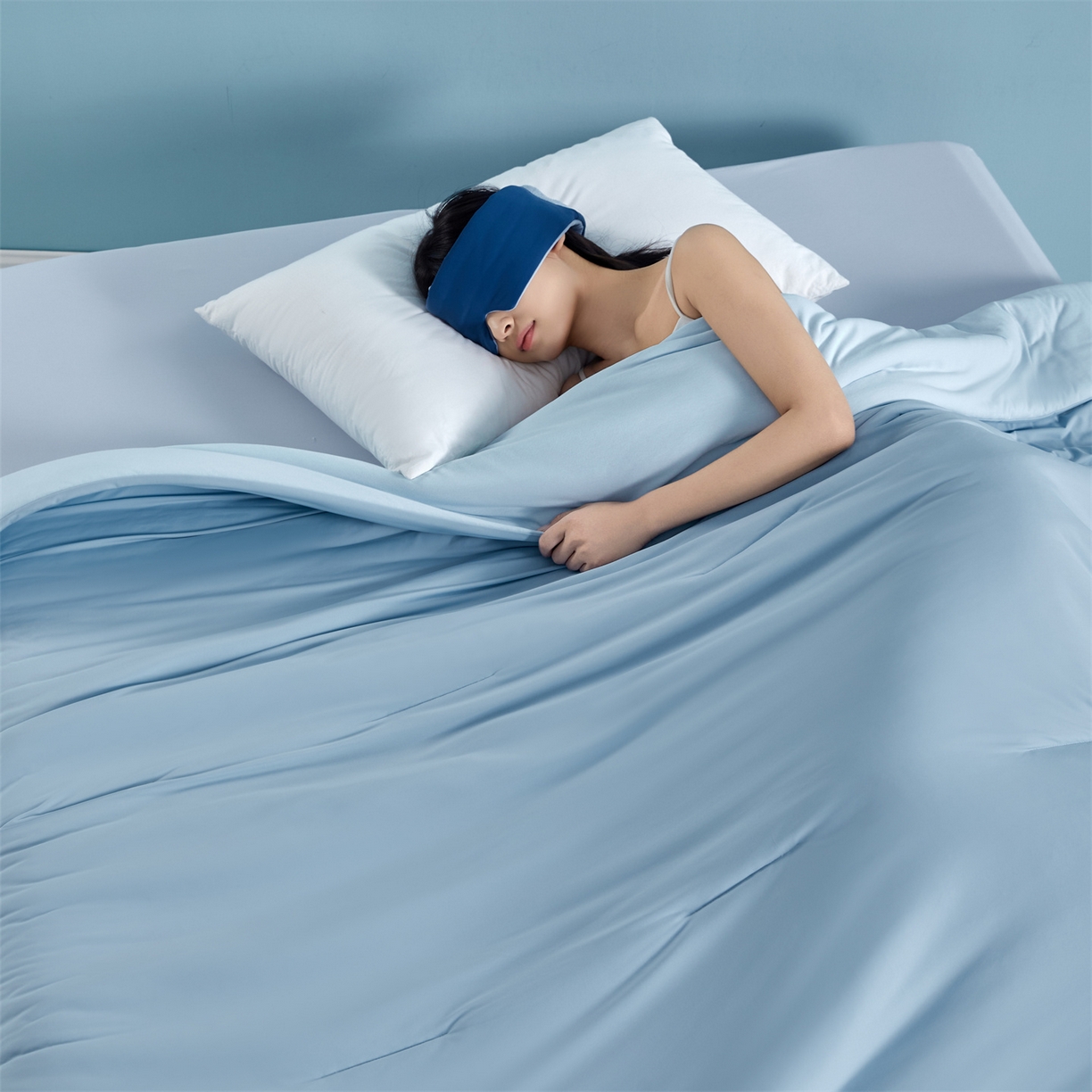91家纺网 家纺一手货源 找家纺 龙图家纺 2026新款深睡夏凉被3.0夏被空调被 静水蓝