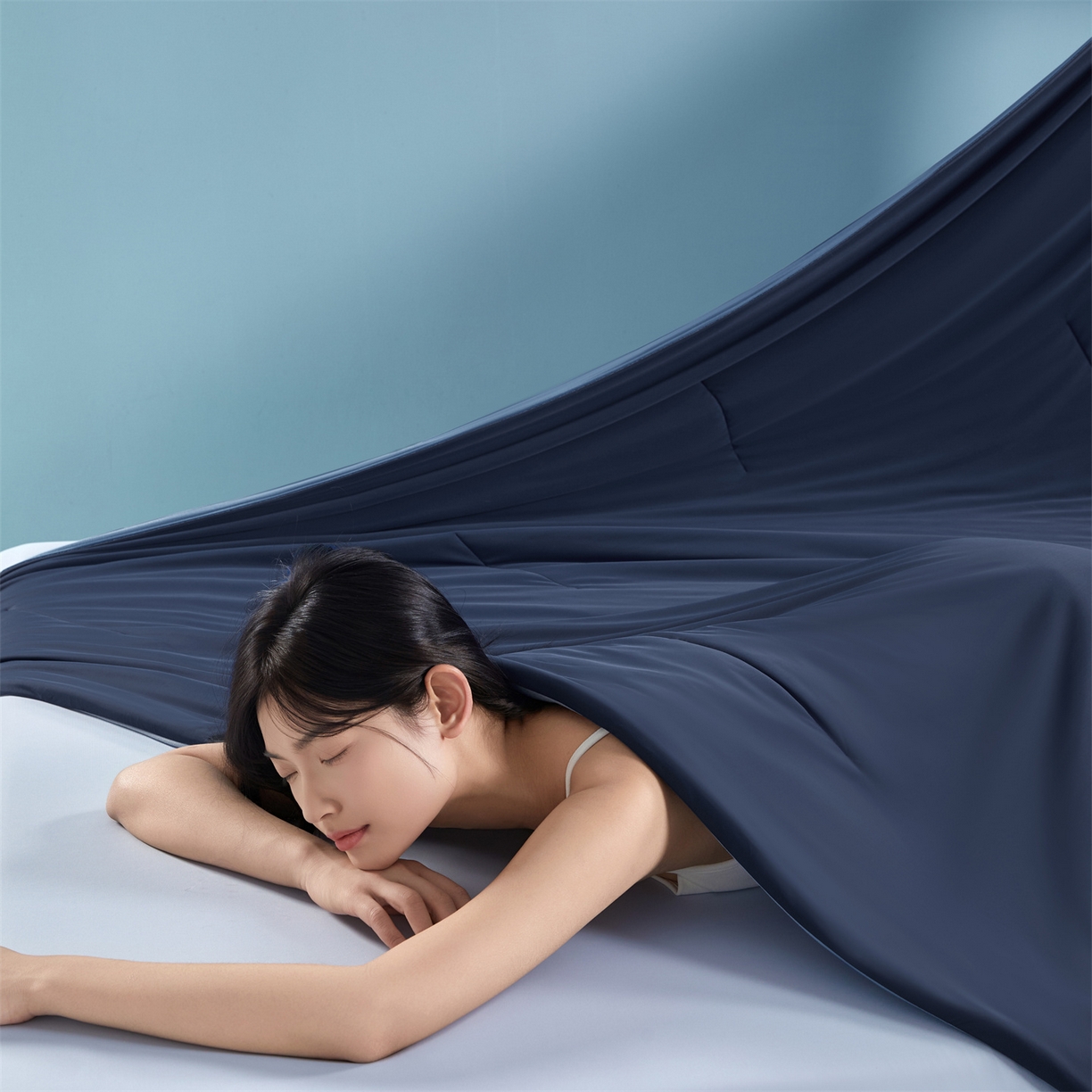 91家纺网 家纺一手货源 找家纺 龙图家纺 2026新款深睡夏凉被3.0夏被空调被 深睡蓝