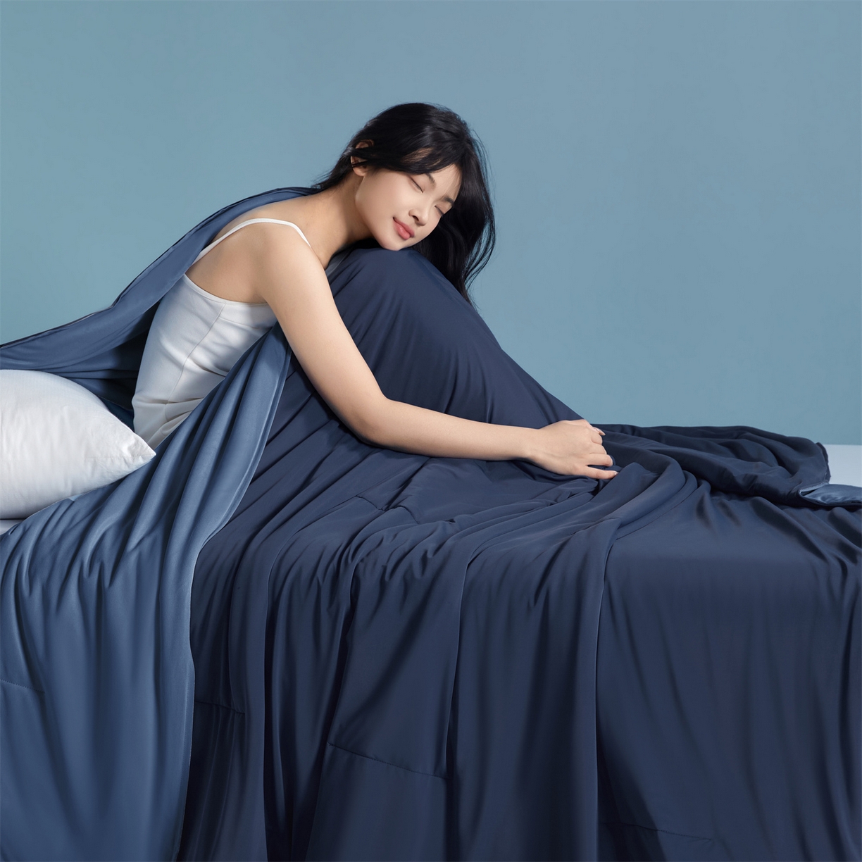 91家纺网 家纺一手货源 找家纺 龙图家纺 2026新款深睡夏凉被3.0夏被空调被 深睡蓝