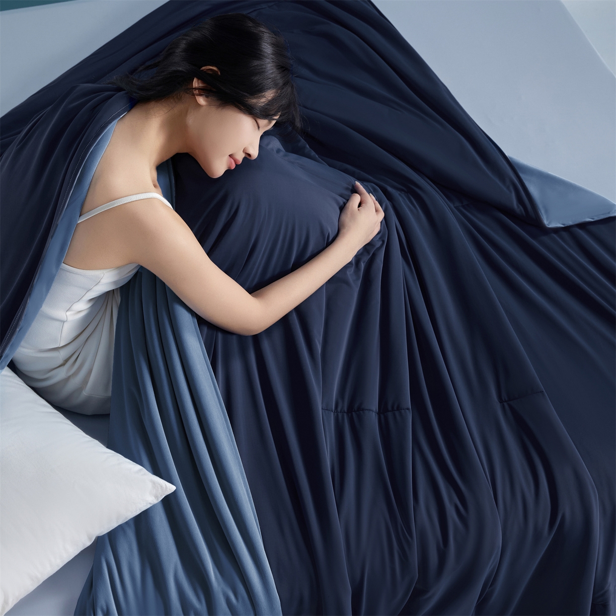 91家纺网 家纺一手货源 找家纺 龙图家纺 2026新款深睡夏凉被3.0夏被空调被 深睡蓝