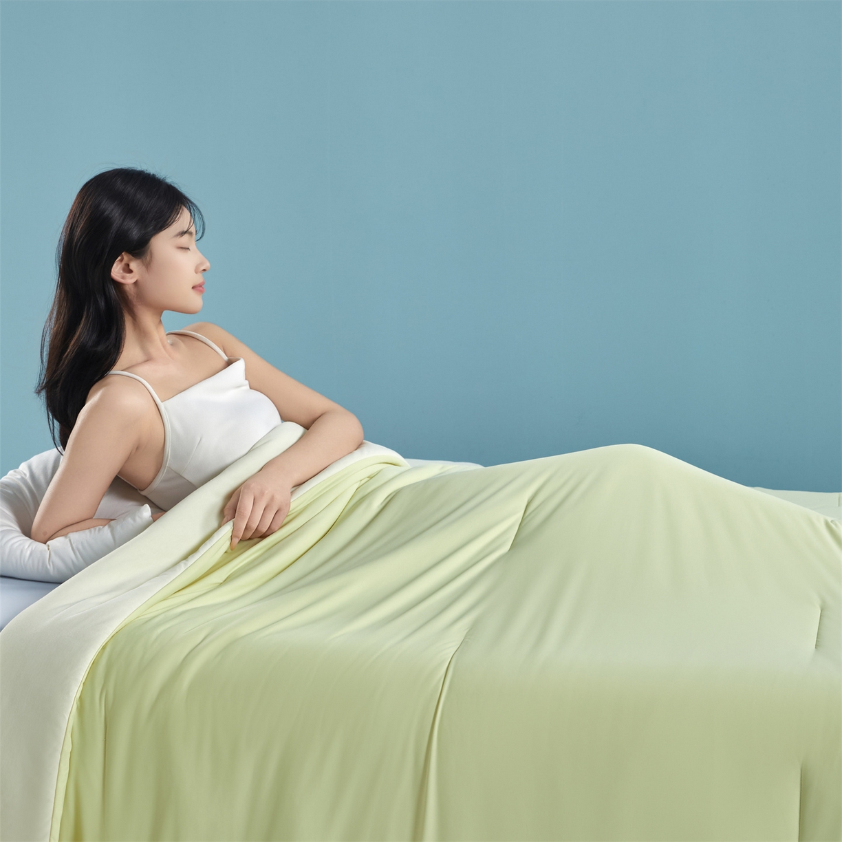 91家纺网 家纺一手货源 找家纺 龙图家纺 2026新款深睡夏凉被3.0夏被空调被 竹青黄