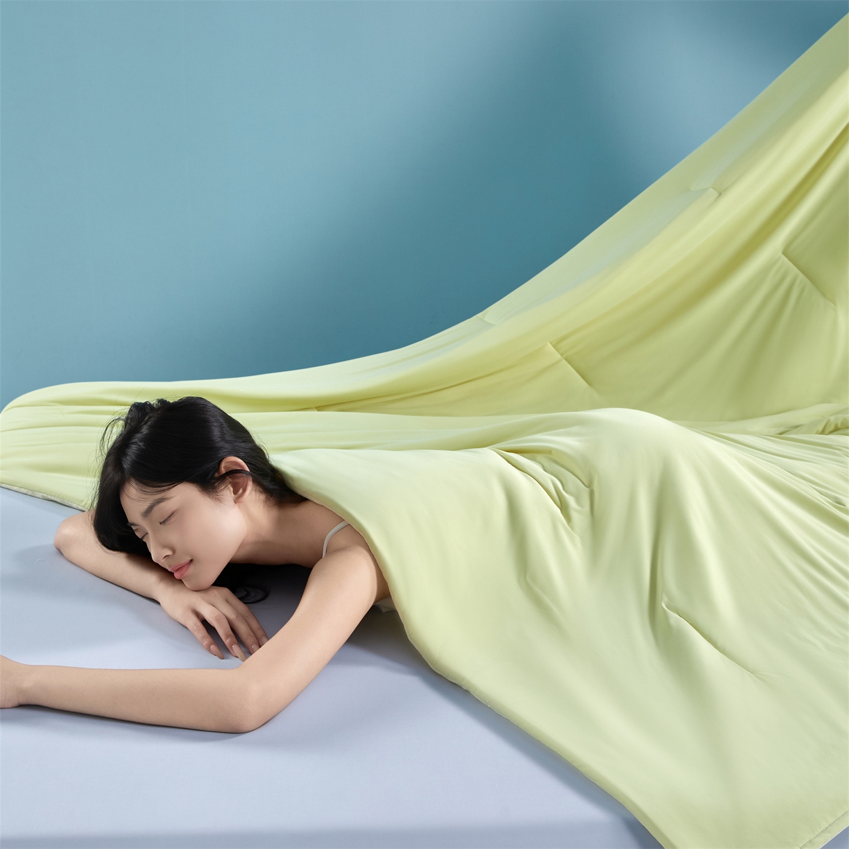 91家纺网 家纺一手货源 找家纺 龙图家纺 2026新款深睡夏凉被3.0夏被空调被 竹青黄