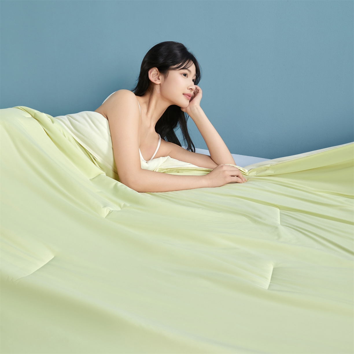 91家纺网 家纺一手货源 找家纺 龙图家纺 2026新款深睡夏凉被3.0夏被空调被 竹青黄