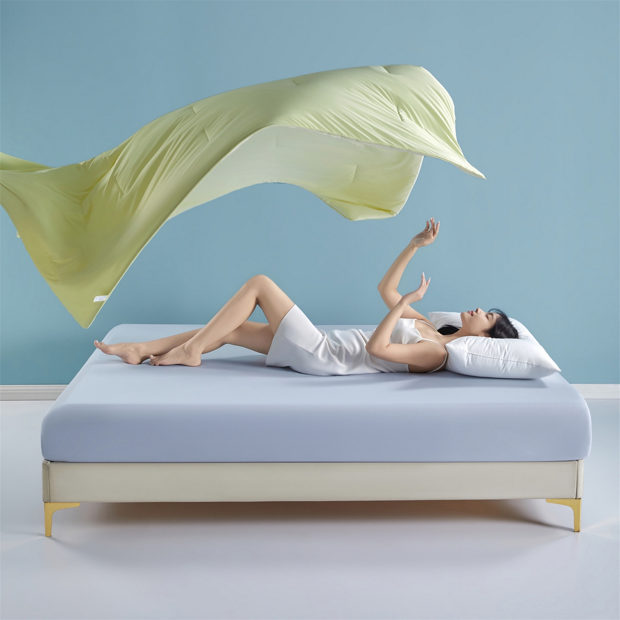 龙图家纺 2026新款深睡夏凉被3.0夏被空调被 竹青黄