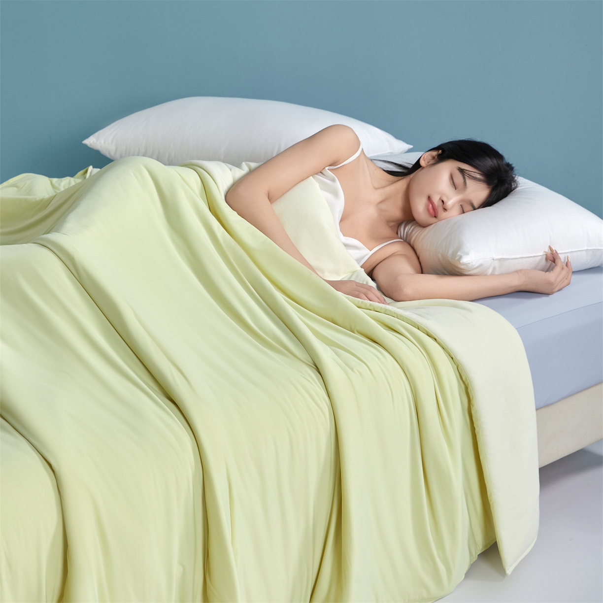 91家纺网 家纺一手货源 找家纺 龙图家纺 2026新款深睡夏凉被3.0夏被空调被 竹青黄