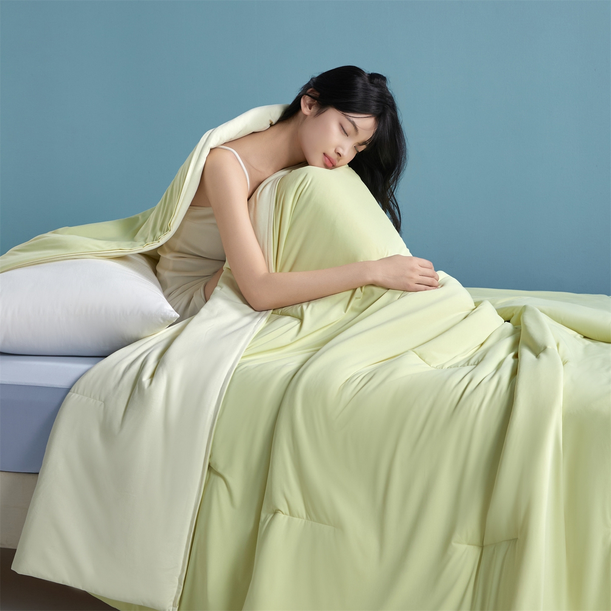 91家纺网 家纺一手货源 找家纺 龙图家纺 2026新款深睡夏凉被3.0夏被空调被 竹青黄