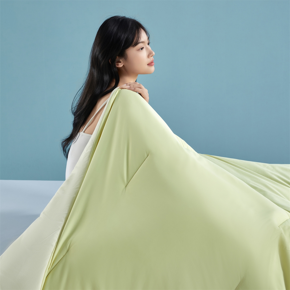 91家纺网 家纺一手货源 找家纺 龙图家纺 2026新款深睡夏凉被3.0夏被空调被 竹青黄