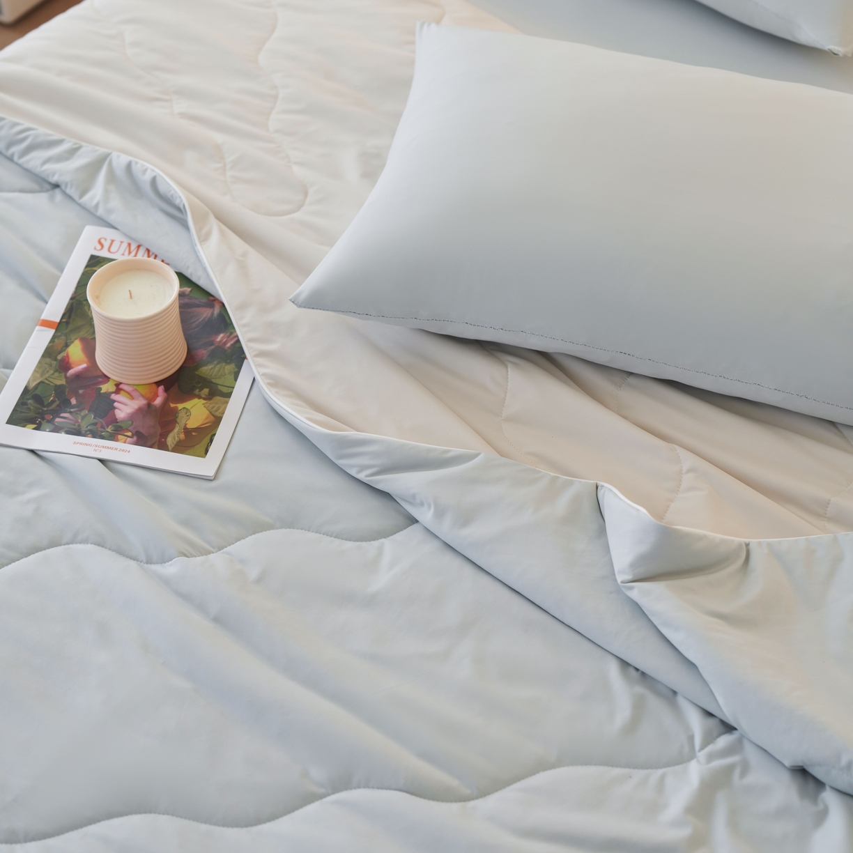 91家纺网 家纺一手货源 找家纺 亿梵家居 2026新款西瓜啵啵凉感夏被夏凉被空调被 轻奢灰-浅奶咖