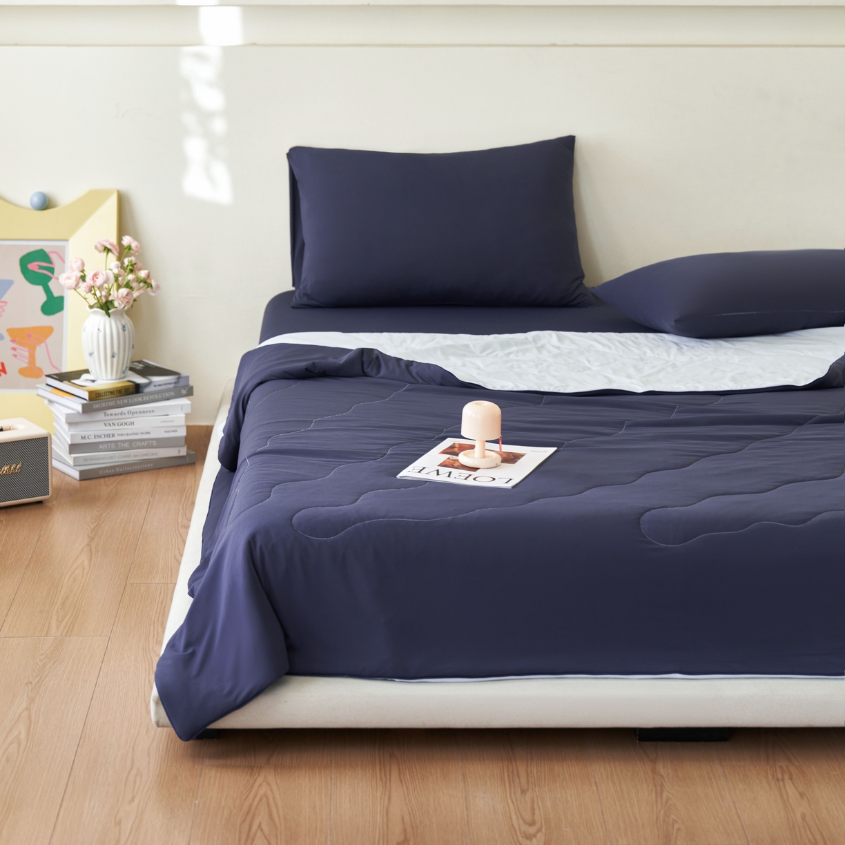 91家纺网 家纺一手货源 找家纺 亿梵家居 2026新款西瓜啵啵凉感夏被夏凉被空调被 深睡蓝-天空蓝