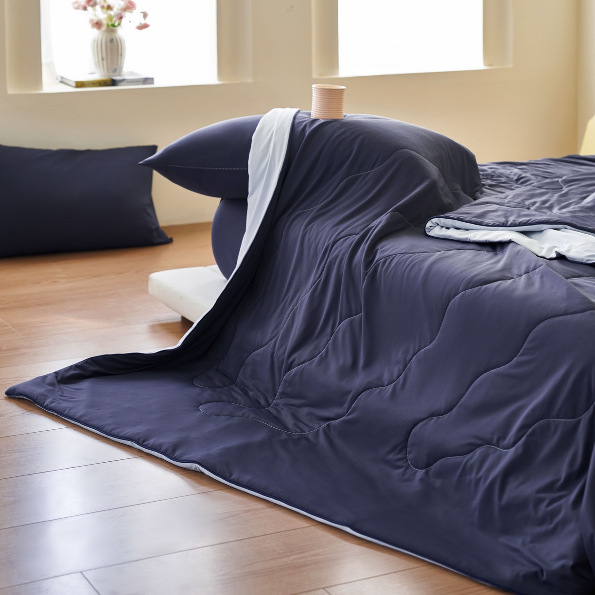 91家纺网 家纺一手货源 找家纺 亿梵家居 2026新款西瓜啵啵凉感夏被夏凉被空调被 深睡蓝-天空蓝