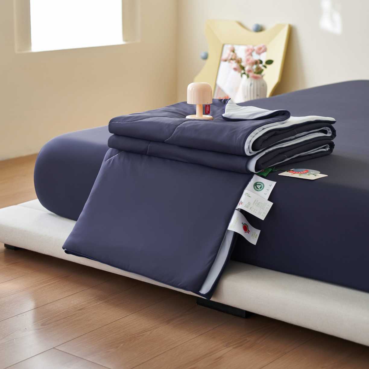 91家纺网 家纺一手货源 找家纺 亿梵家居 2026新款西瓜啵啵凉感夏被夏凉被空调被 深睡蓝-天空蓝