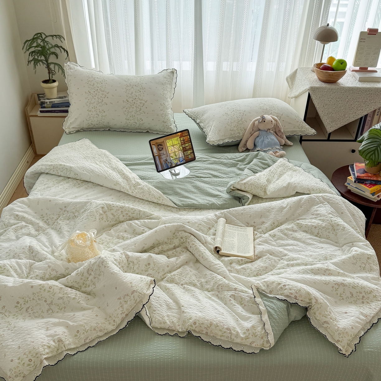 91家纺网 家纺一手货源 找家纺 （总）欧尚 2026新款蕾丝花边夏被款四件套