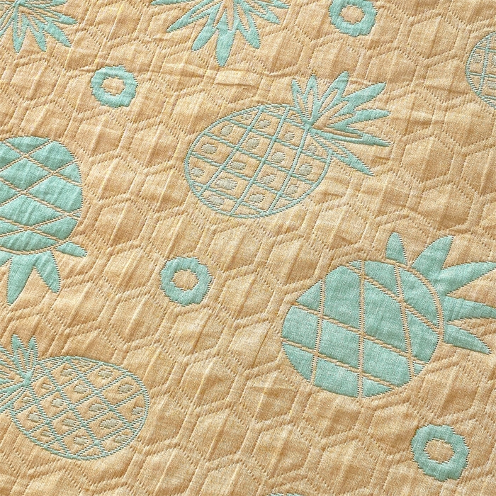 91家纺网 家纺一手货源 找家纺 云天家纺 2026新款A类全棉三层纱多功能毛巾被（盖毯床单夏被） 菠萝气泡-黄