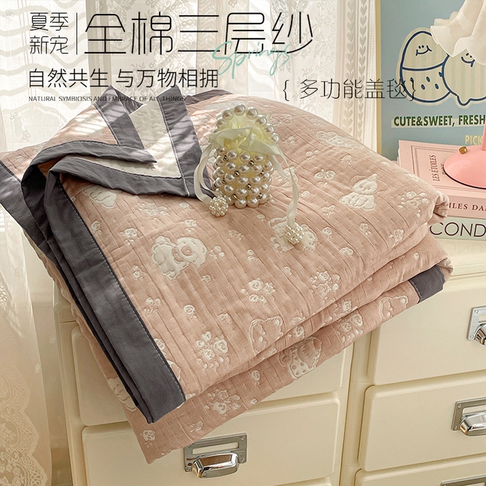 91家纺网 家纺一手货源 找家纺 云天家纺 2026新款A类全棉纯棉色织提花双层纱纽扣款四件套 春风十里橘