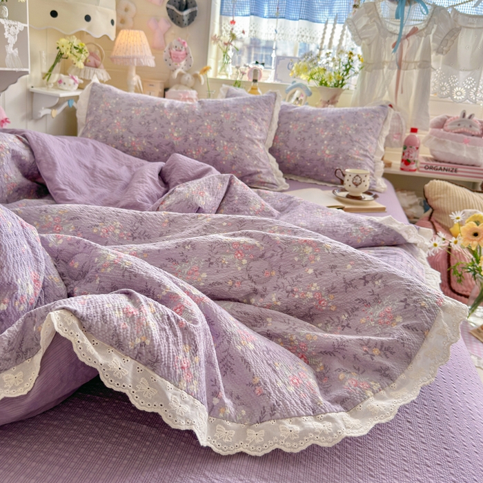 91家纺网 家纺一手货源 找家纺 几禾 2026新款泡芙纱全棉蕾丝花边夏被-花笺系列（甜系花边撞入梦境，软乎乎的质感，治愈所有疲惫） 花笺-松间茶事