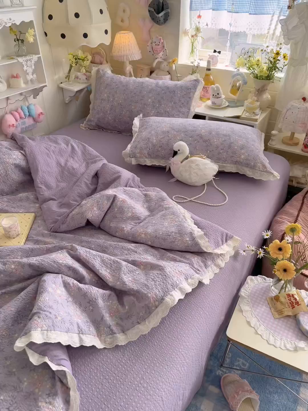 91家纺网 家纺一手货源 找家纺 几禾 2026新款泡芙纱全棉蕾丝花边夏被-花笺系列（甜系花边撞入梦境，软乎乎的质感，治愈所有疲惫） 花笺-松间茶事