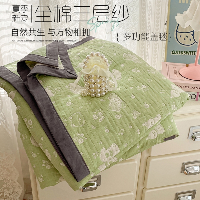 91家纺网 家纺一手货源 找家纺 云天家纺 2026新款A类全棉纯棉色织提花双层纱纽扣款四件套 春风十里橘