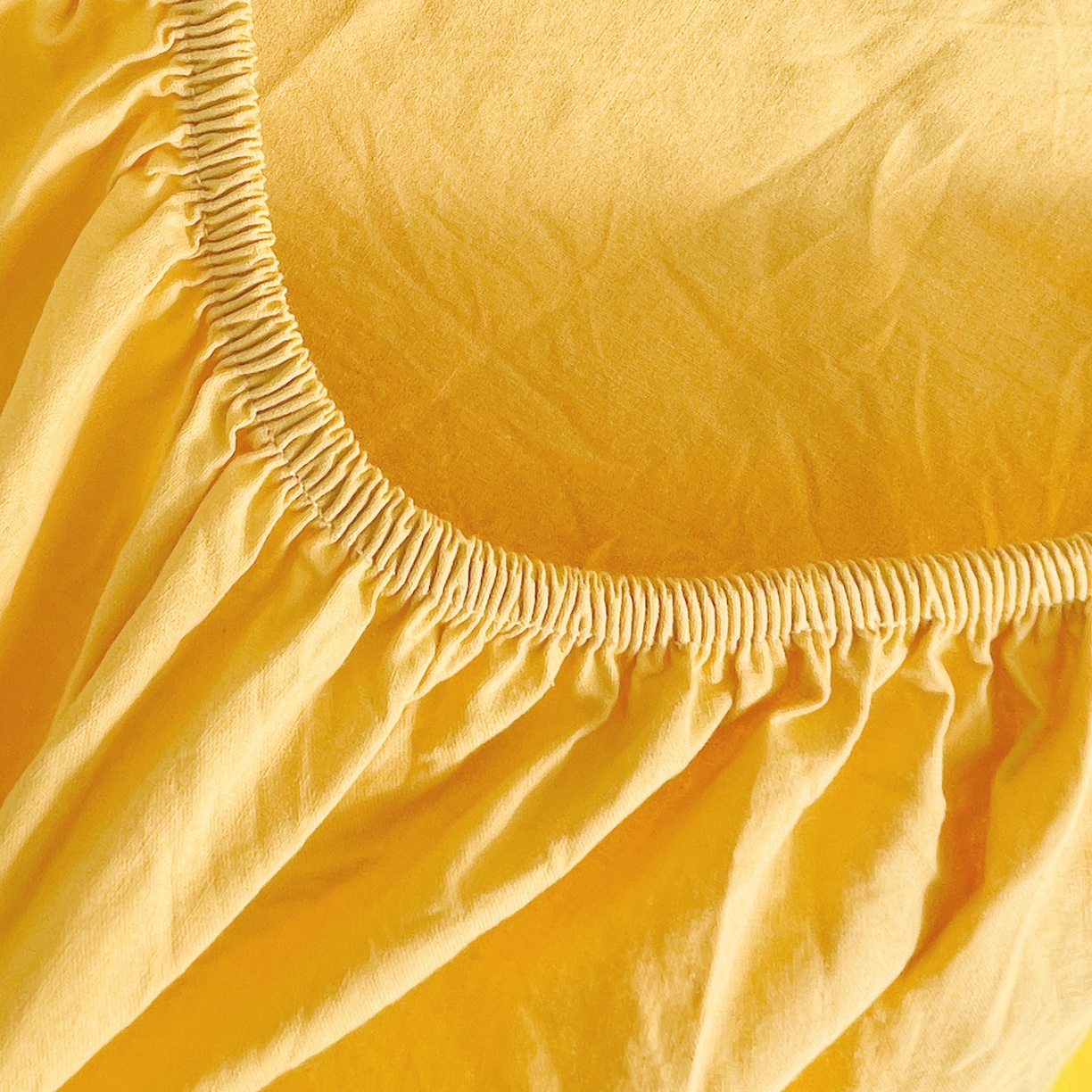 91家纺网 家纺一手货源 找家纺 春皖家纺 2026春夏新款双拼全棉纯棉水洗棉单床笠 床笠单件 素雅深黄