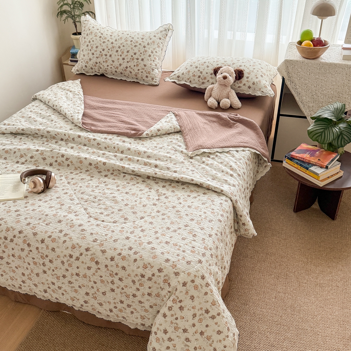 91家纺网 家纺一手货源 找家纺 欧尚 2026新款蕾丝花边夏被款四件套 花序