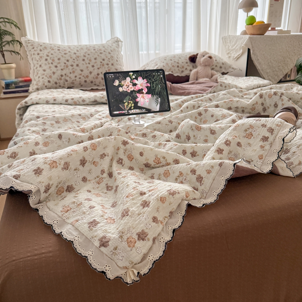 91家纺网 家纺一手货源 找家纺 欧尚 2026新款蕾丝花边夏被款四件套 花序