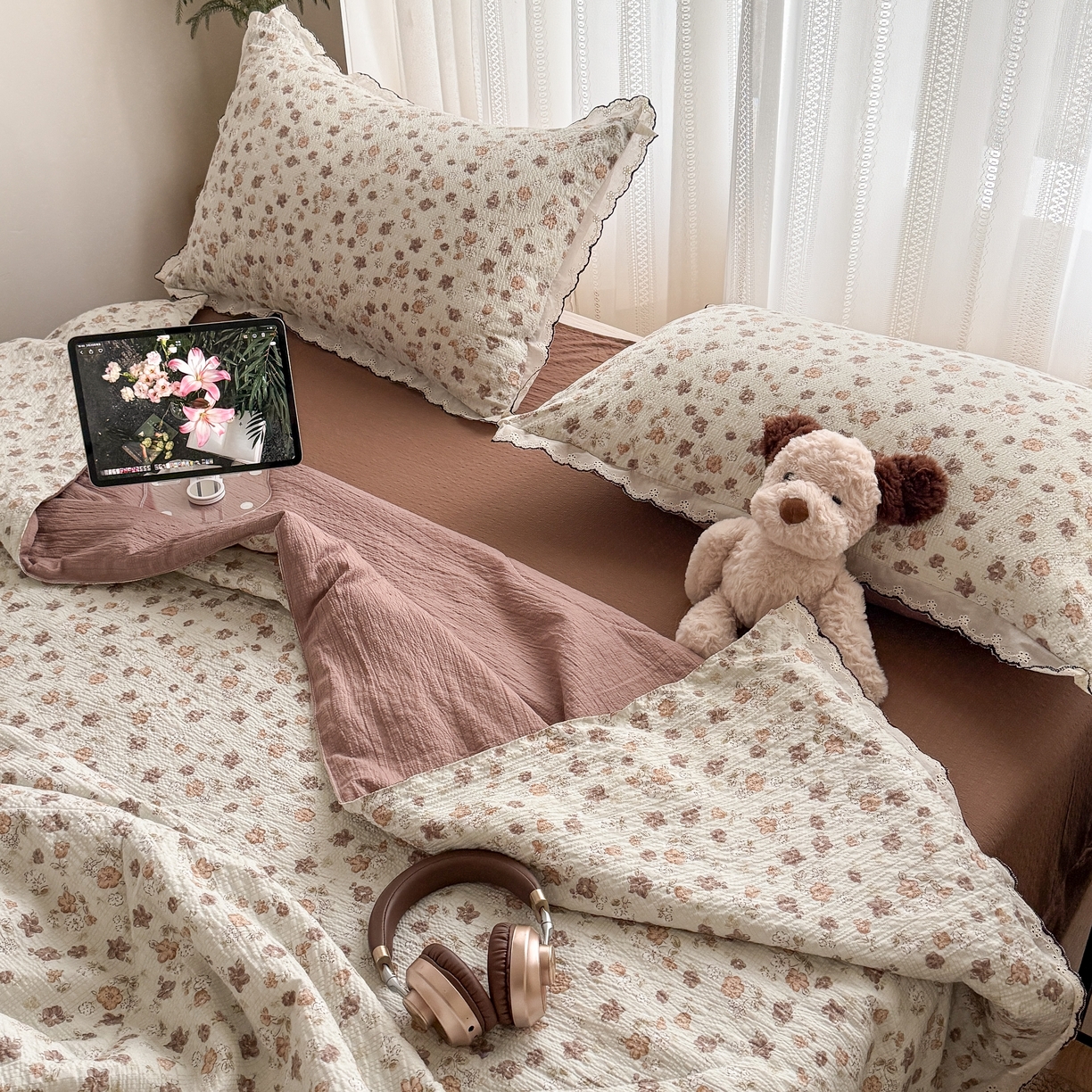 91家纺网 家纺一手货源 找家纺 欧尚 2026新款蕾丝花边夏被款四件套 花序