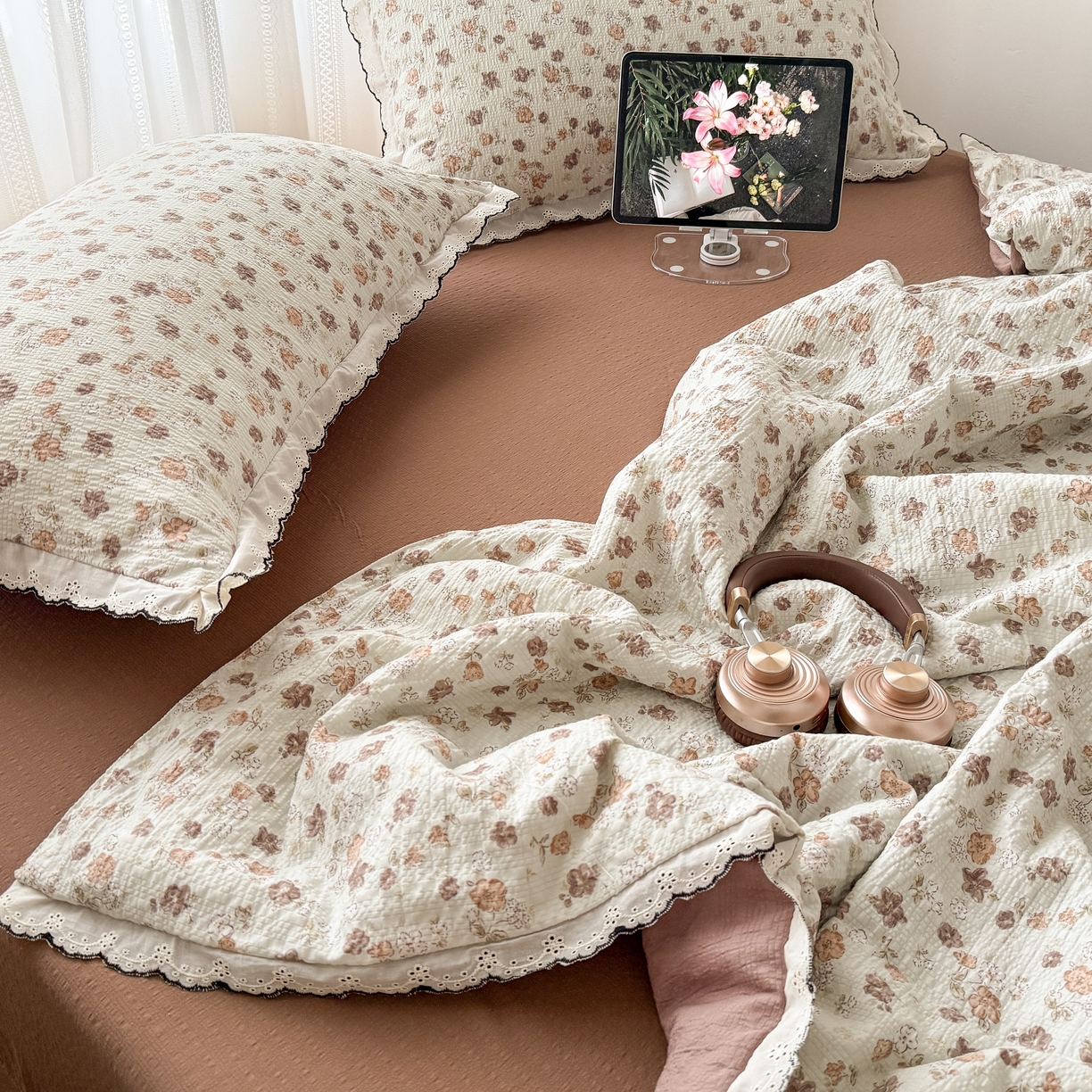 91家纺网 家纺一手货源 找家纺 欧尚 2026新款蕾丝花边夏被款四件套 花序