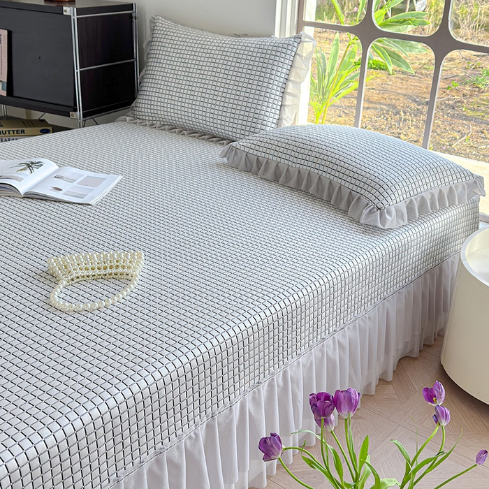 91家纺网 家纺一手货源 找家纺 冬然家纺 2026新款立体爽肤格凉席 爽肤格-白