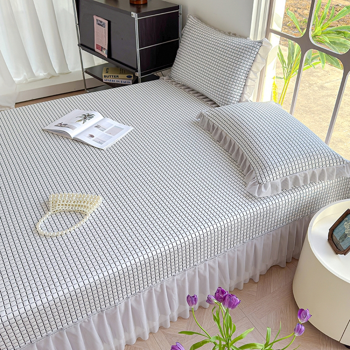 91家纺网 家纺一手货源 找家纺 冬然家纺 2026新款立体爽肤格凉席 爽肤格-白