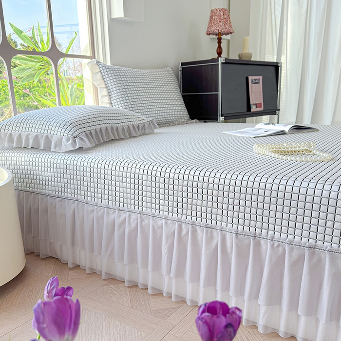 91家纺网 家纺一手货源 找家纺 冬然家纺 2026新款立体爽肤格凉席 爽肤格-白