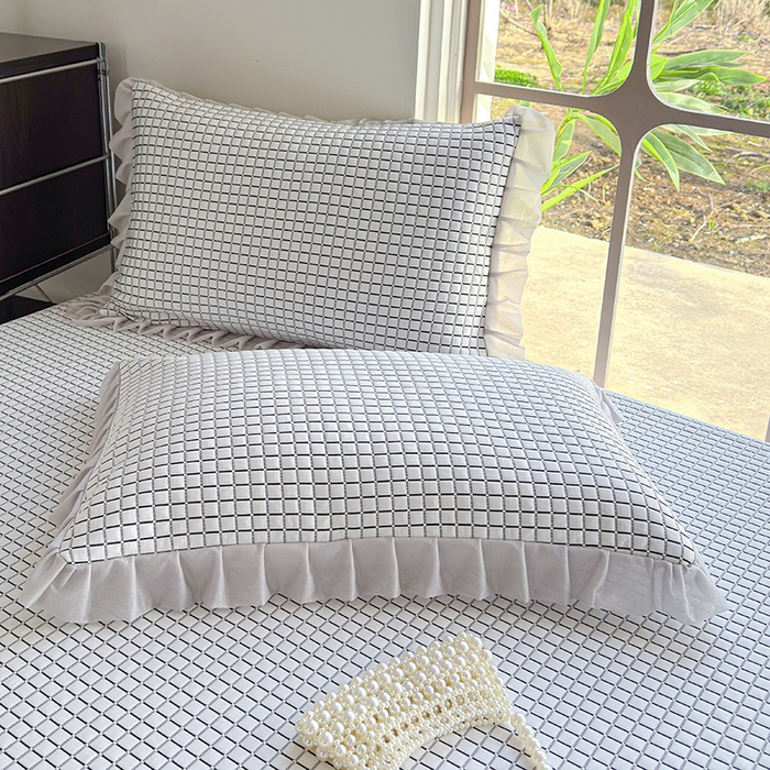 91家纺网 家纺一手货源 找家纺 冬然家纺 2026新款立体爽肤格凉席 爽肤格-白