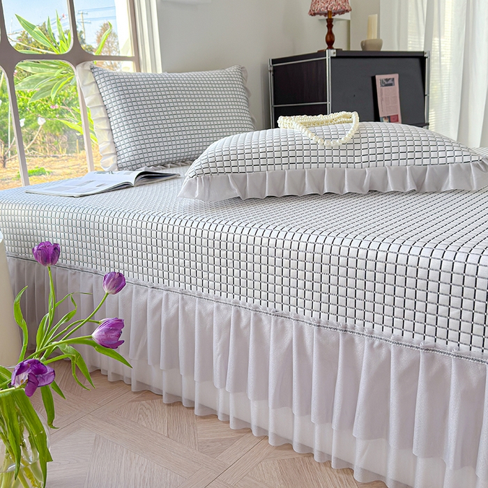 91家纺网 家纺一手货源 找家纺 冬然家纺 2026新款立体爽肤格凉席 爽肤格-白