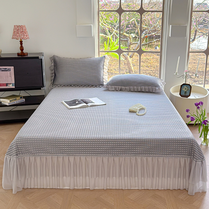 91家纺网 家纺一手货源 找家纺 冬然家纺 2026新款立体爽肤格凉席 爽肤格-灰